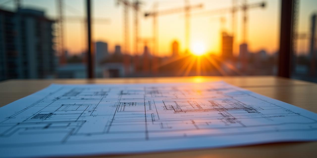 Nowoczesny plac budowy z planami architektonicznymi w wysokiej rozdzielczości